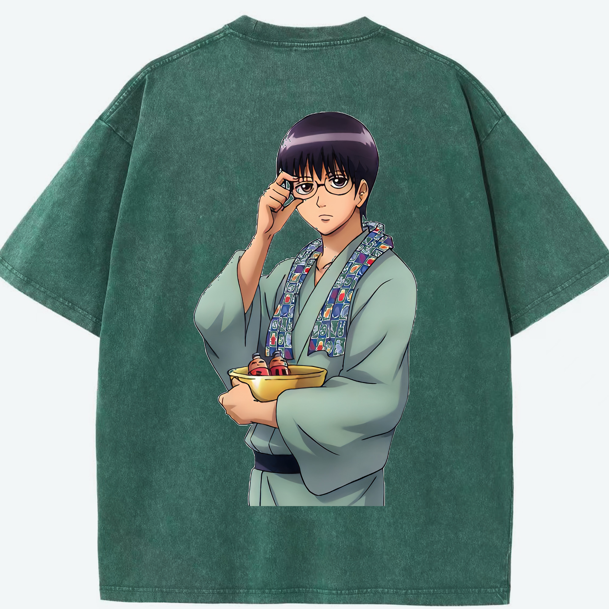 （画像用） ぎんたま 坂田銀時（さかたぎんとき） 神楽 志村新八（しむら しんぱち） GINTAMA Sakata Gintoki Kagura Shimura Shinpachi 綿100% ヴィンテージ風 半袖Tシャツ（背面プリント）
